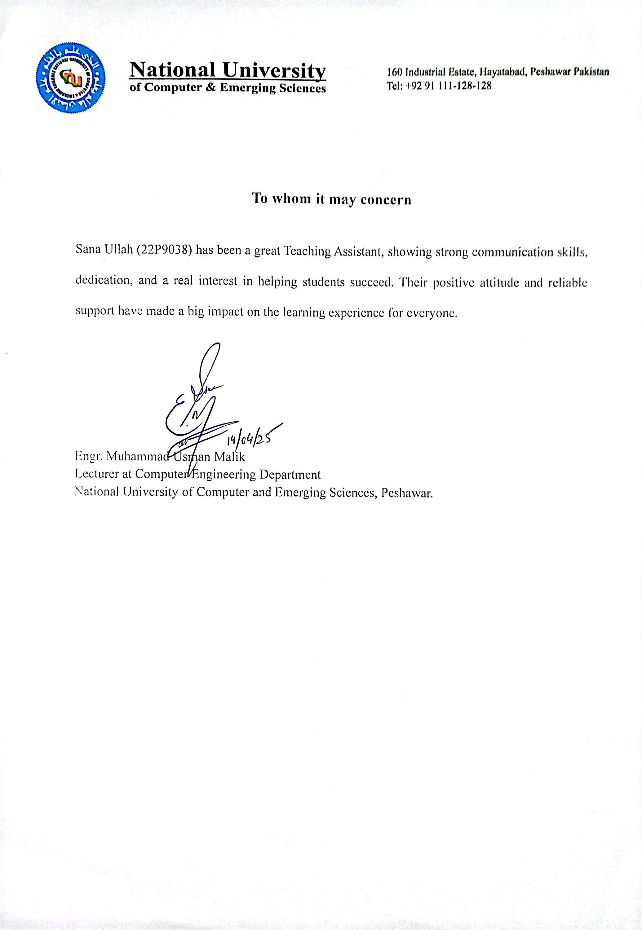 TA Letter